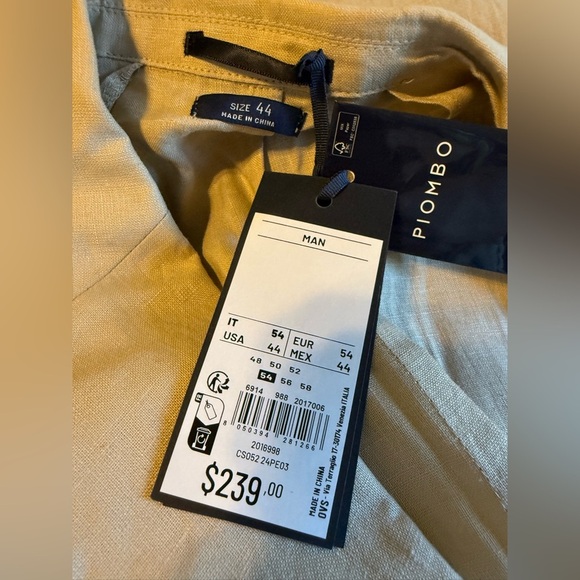 Piombo Men's 44Regular Kahki/Beige Linen Blazer - Picture 3 of 3